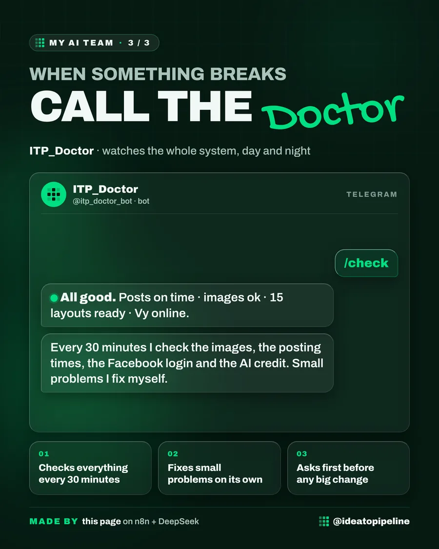 The Doctor bot answering a system check with all good